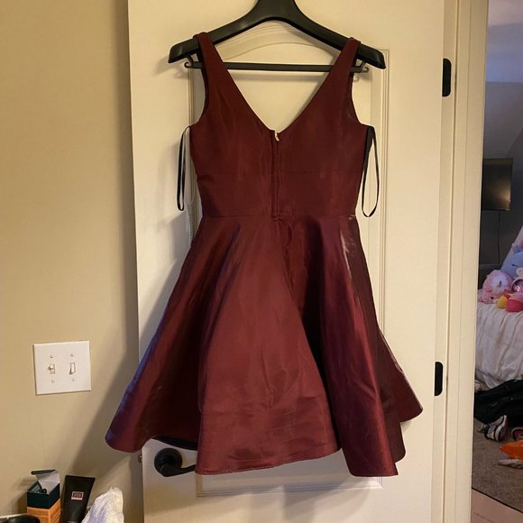 Burgandy XSCAPE Short Formal Dress - Picture 4 of 4